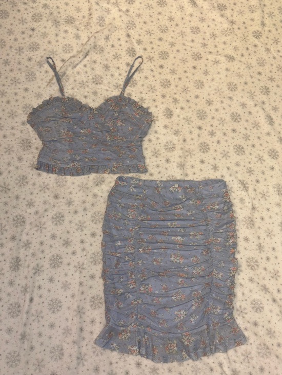 iris Dresses & Skirts - Blue Floral Skirt Set